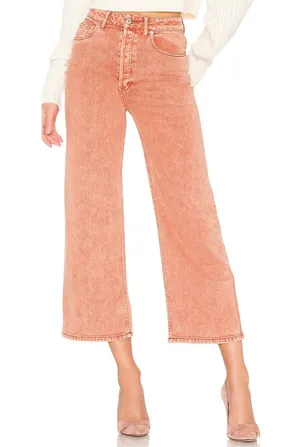 Free‎ People Wales Wide Leg Jeans Terracotta High Rise Brick Red Size 29 thumbnail 1