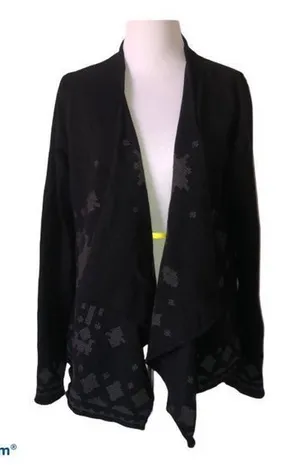 5/$30 🎈 Lucky‎ lotus by lucky brand women’s medium black boho cardigan thumbnail 1