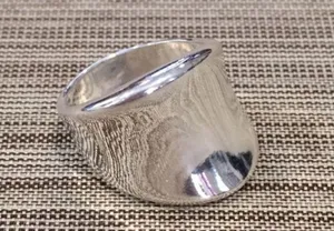 Concave Modern Cigar Band Sterling Silver 925 sz8 thumbnail 1