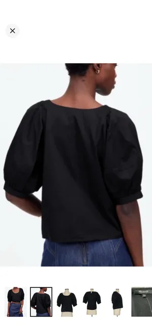 Madewell Black Puff Sleeve Top NWT thumbnail 3