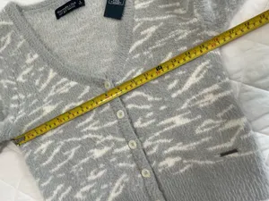 Abercrombie & Fitch Soft AF Cardigan S Fuzzy Animal Print Y2K Cozy Balletcore thumbnail 6