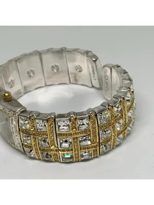 Geneva women’s two tone rhinestones crystals fashion dress watch 19mm running thumbnail 4