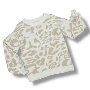 Pink Lily Animal Cheetah Print Balloon Sleeve Sweater Ivory Tan‎ Small thumbnail 13