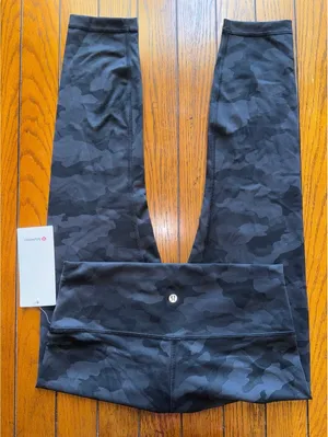 Lululemon Wunder Train High Rise 25” Heritage Camo Deep Coal Black Size 12 NWT thumbnail 1