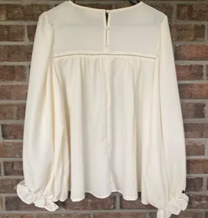 First Love Cream colored work long sleeved blouse thumbnail 2