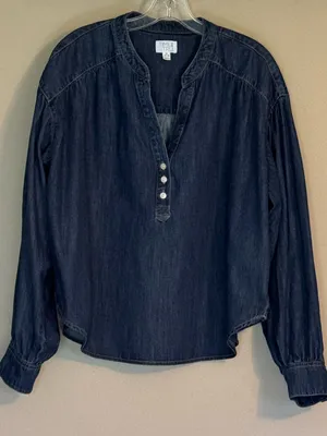 TIME AND TRU Denim Popover Top XL 27” p2p Indigo NWOT thumbnail 2