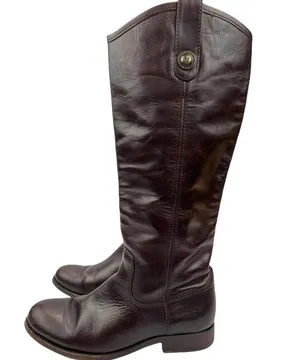 Frye Dark Brown Leather Melissa Western Tall Riding Boots Size 5.5 Style 77167 thumbnail 3