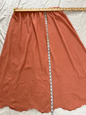 Adrianna Papell Coral Daisy Embroidered Scalloped Hem Midi Skirt XL thumbnail 4