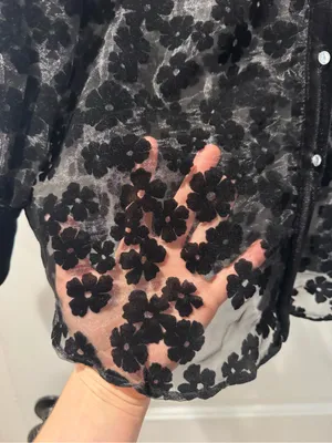 NWOT River Island Black Floral Button-Down Blouse size L thumbnail 4