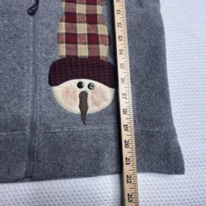 Lavon Snowman/Mittens Christmas Fleece‎ Vest W/Hood Medium Winter Holiday Zip Up thumbnail 4