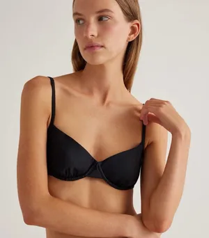 Quince Italian Demi Bikini Top Black Size Medium thumbnail 1
