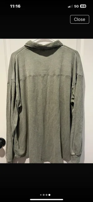 Briggs New York Olive Green Waffle Knit Shacket Shirt Jacket Medium thumbnail 4