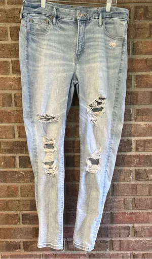 American Eagle Outfitters Light Blue Ripped Skinny Jeans thumbnail 1