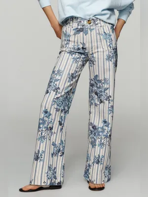 NWT Anthropologie Maeve The Colette High-Rise Wide-Leg Jeans- Floral Stripe - 25 thumbnail 11