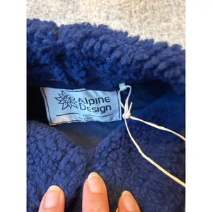 Alpine Design Women Vintage‎ Blue Sherpa Fleece Pullover Sweatshirt XS NWT thumbnail 4