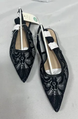 Womans New A New Day London SlingBack Flats 8.5 Black Pointed Toe Lace Fabric thumbnail 1