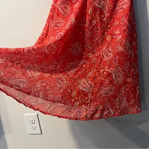Sincerely Jules Vibrant Coral Paisley Print Chiffon Sweetheart Mini Dress Size S thumbnail 6