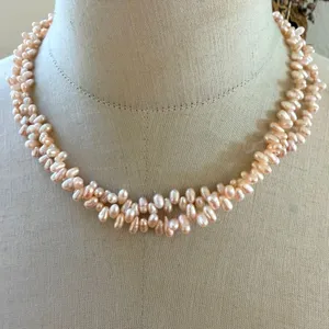 Vintage Blush Pink Freshwater Pearl Multi-Strand Necklace thumbnail 2