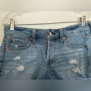 Abercrombie & Fitch Distressed Cutoff Denim Shorts Size 26 Button Fly thumbnail 6