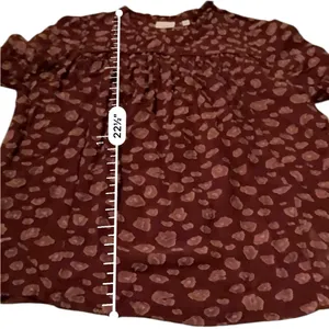 Aritzia Wilfred Lourdes‎ Burgundy Dot Print Tie Long Sleeve Top Sz XS thumbnail 11