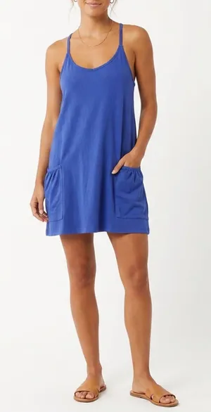 Unbranded Royal Blue Racerback Athletic Romper with Pockets Size M Sleeveless thumbnail 1