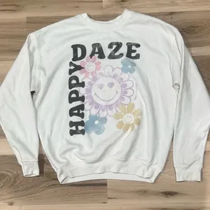 Smiley World Happy Daze Pullover Flower Sweatshirt Women’s XS thumbnail 1