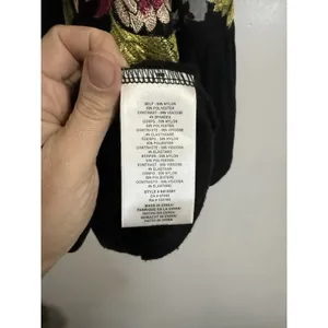 Anthropologie Eri + Ali ORNATE EMBROIDERY Size M Black Multicolor Floral‎ thumbnail 5