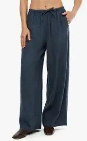 WeWoreWhat Linen Blend Wide Leg Pant Deep Storm - XS - NWT thumbnail 1