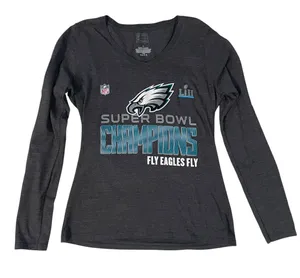 Philadelphia Eagles Super Bowl 52 LII Champions Long Sleeve Women’s Gray Shirt S thumbnail 1