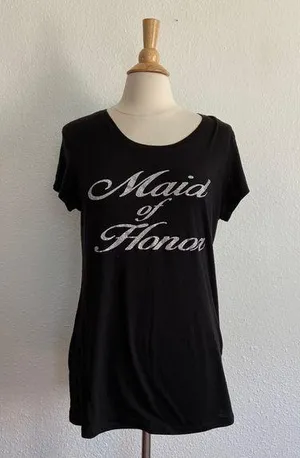 No Boundaries Black Maid of Honor Glitter T-Shirt thumbnail 1