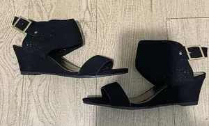 NIB Qupid black‎ wedge heels size 6.5 thumbnail 1
