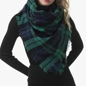 ModCloth Tartan Plaid Blanket Scarf Green One Size Preppy Coastal Academia Fall thumbnail 1