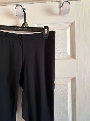 Nike Black Athletic Leggings Tights With White Swoosh Logo Cuffs thumbnail 7