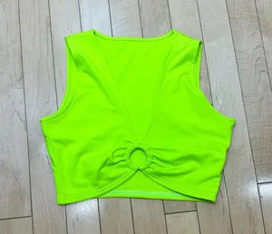 AEVZIV Sexy Crop Tops Sleeveless Deep V Neck Workout Tops Plunge Ring - small thumbnail 3