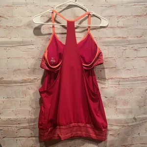 Nike workout tank pink built in padded bra XL strappy t back loose fitting logo thumbnail 5