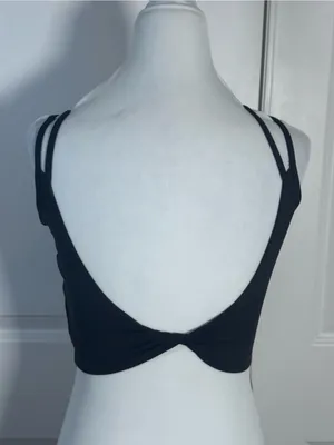 LUYAA Sports Bra Small Black Backless Twist Padded Strappy Yoga Workout Crop Top thumbnail 4