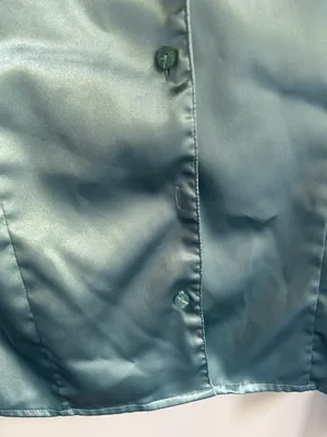 Satin Button Down Blouse Green thumbnail 3