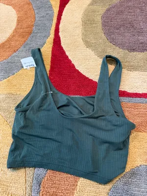 NWT Offline by Aerie Marshalls Longline Bralette Tank Top Dark Green Ribbed S thumbnail 7