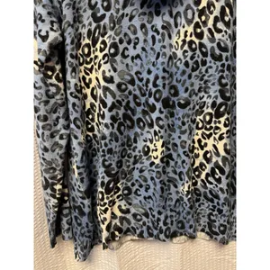Quacker Factory Blue Leopard Print Full Zip Up Hoodie Size M Sparkle Embellished‎ thumbnail 10