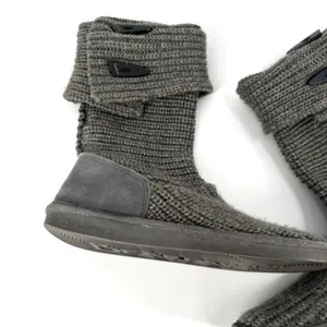 Bearpaw Womens Knit Tall Boots Sheepskin Footbed Fold Down Gray‎ Size 10 thumbnail 4