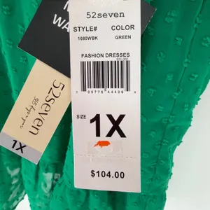 52Seven Babydoll Dress Women 1X Green Swiss Dot Tiered Boho Feminine Romantic thumbnail 9