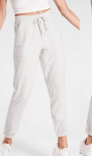 NWT Athleta Farallon Jogger Birch Grey Womens 12P Neutral Active Travel Pants thumbnail 1