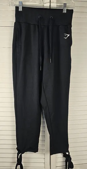 Gymshark Womens Black Ark Cropped High‎ Rise Ankle Tie Sweatpants Small thumbnail 1