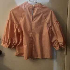 Bleuh Ciel Peach V-Neck Chocker Blouse M Balloon Sleeve Fairycore Whimsygoth thumbnail 4