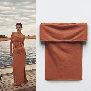 Zara NWT STRAPLESS TOP in Terracotta. Size Small thumbnail 4