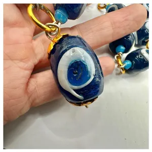 Evil Eye nazar beaded vintage long necklace thumbnail 4