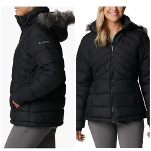 Columbia Stepstone Pass Water Resistant Puffer Jacket Faux Fur Trim hood black M thumbnail 2