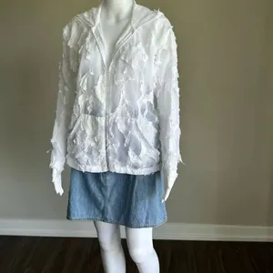 Flawed Y2K White Sheer Deconstructed Hoodie Long Sleeve Top thumbnail 5