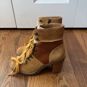 FRYE AND CO RAYNER GENUINE LEATHER & SUEDE LUG SOLE BOOTS WITH 3.5” HEELS Sz 7.5 thumbnail 3