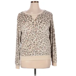 Honeydew Women's Size XL Velour Sweatshirt Natural Leopard Animal‎ Print Beige thumbnail 4